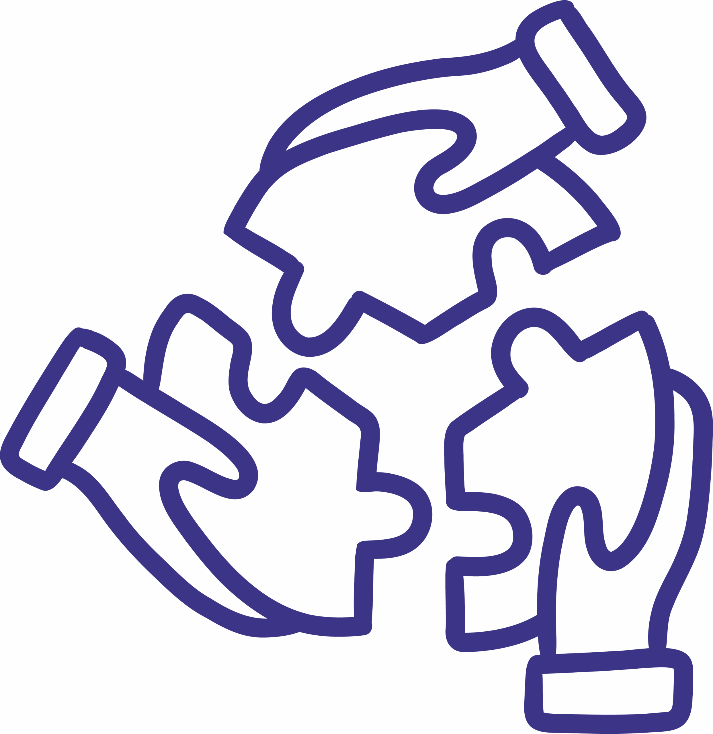 Drei Hände als Puzzle